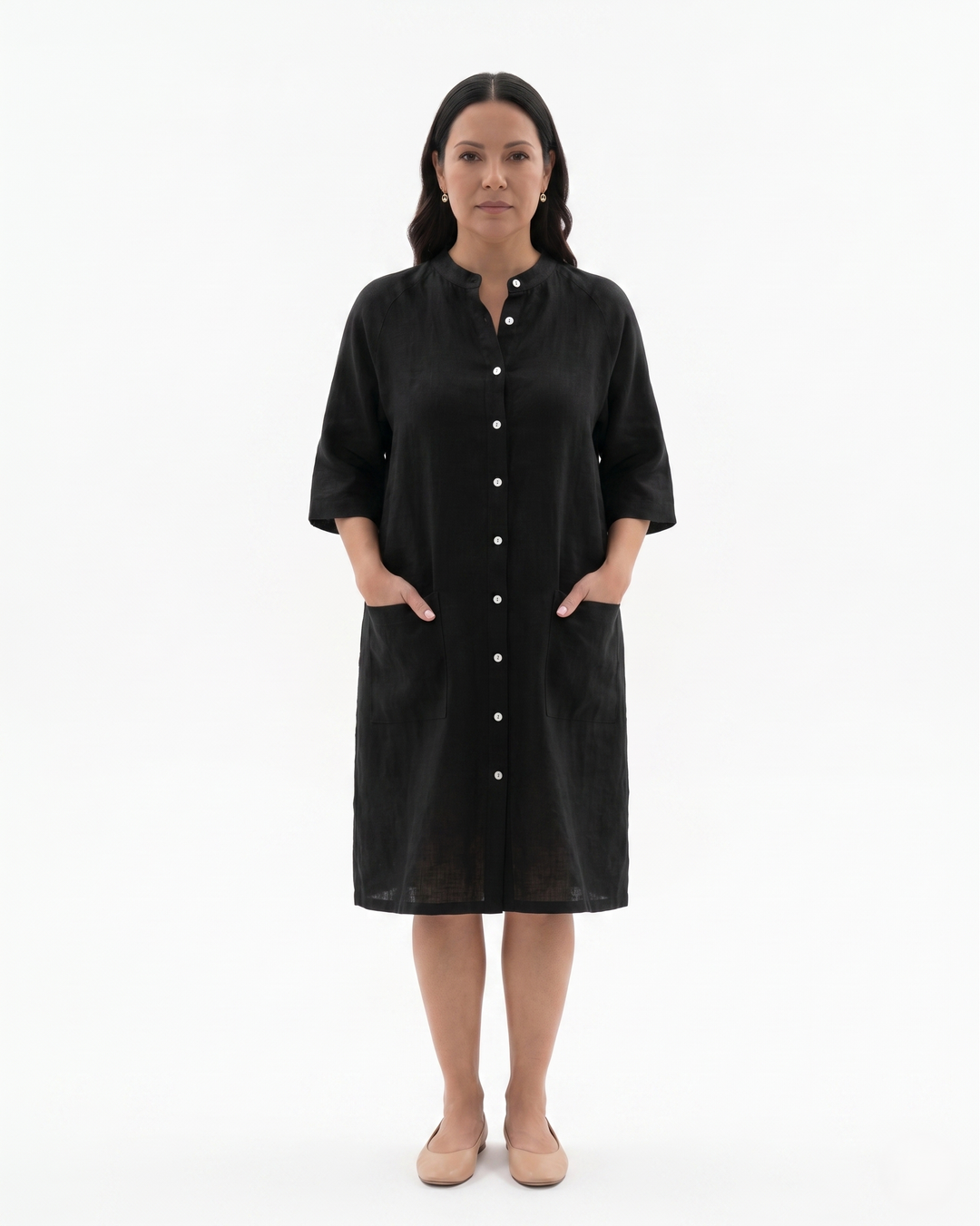 Siopie | Women’s Linen Button Front Shirt Dress