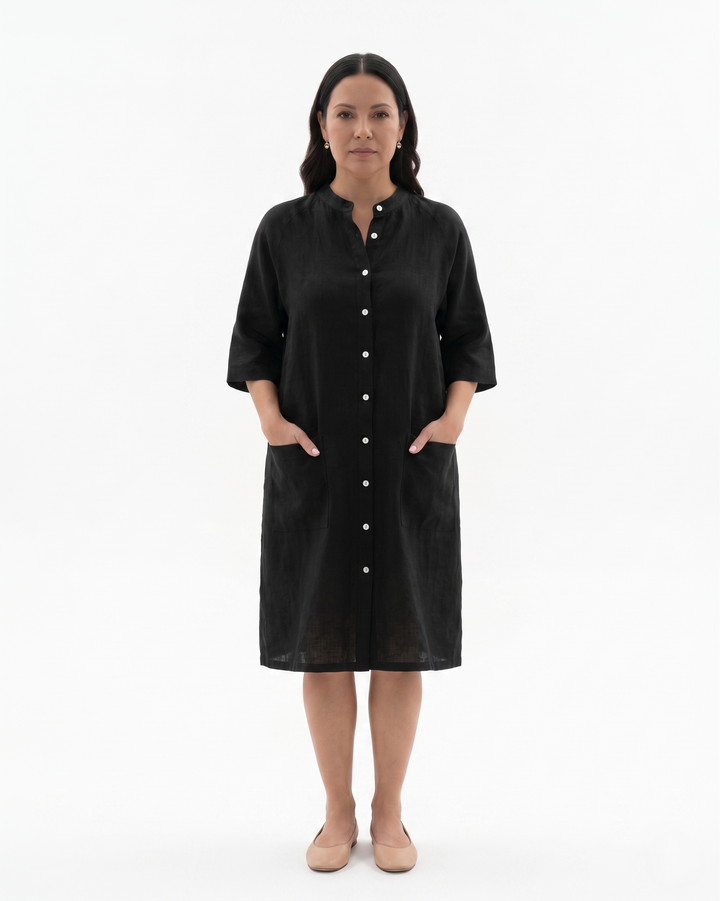 Siopie | Women’s Linen Button Front Shirt Dress