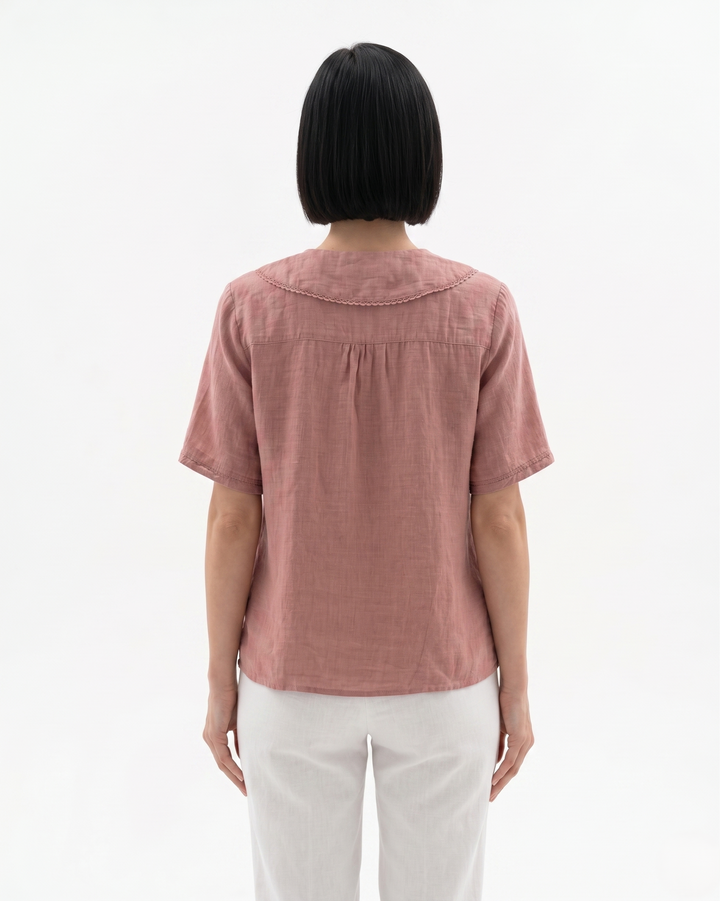 Siopie | Women’s Linen Peter Pan Collar Blouse