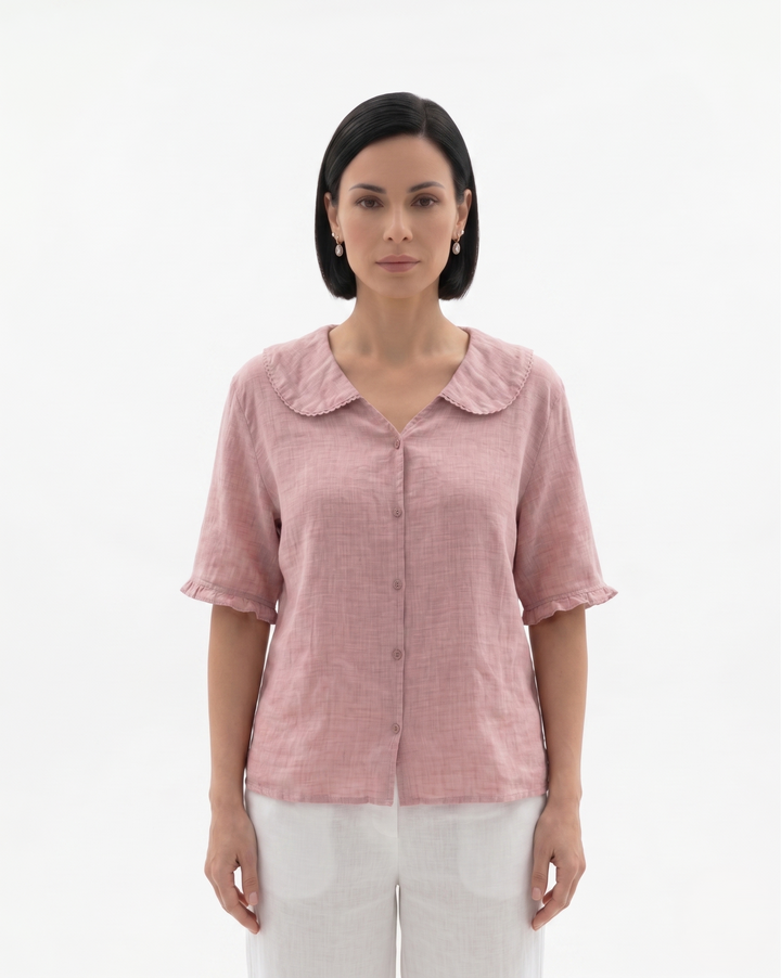 Siopie | Women’s Linen Peter Pan Collar Blouse