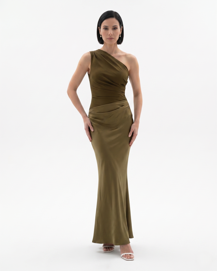 Siopie | Women’s One Shoulder Satin Evening Dress