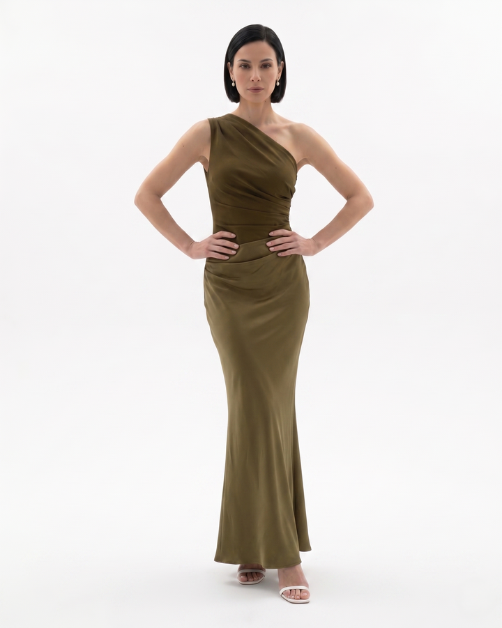 Siopie | Women’s One Shoulder Satin Evening Dress