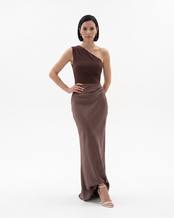 Siopie | Women’s One Shoulder Satin Evening Dress