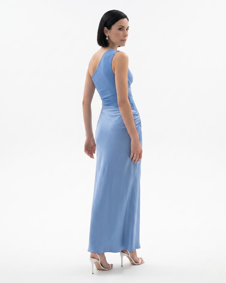 Siopie | Women’s One Shoulder Satin Evening Dress