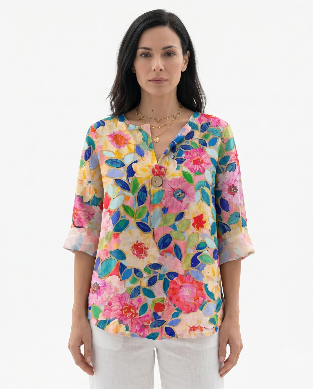 Siopie | Women’s Relaxed Fit Floral Cotton Blouse