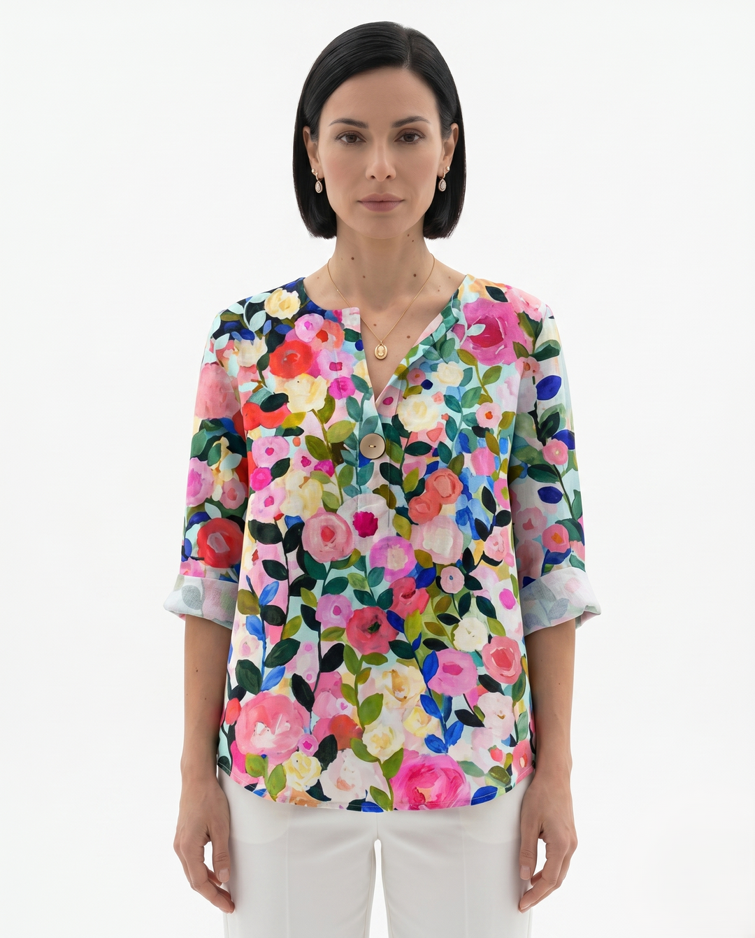 Siopie | Women’s Relaxed Fit Floral Cotton Blouse