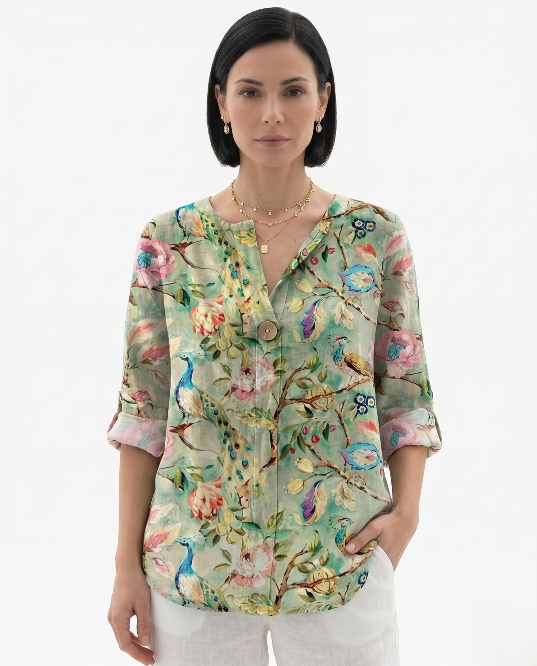 Siopie | Women’s Relaxed Fit Floral Cotton Blouse