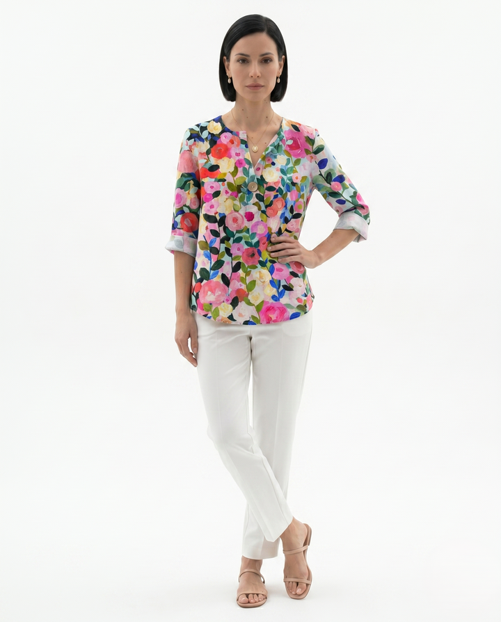 Siopie | Women’s Relaxed Fit Floral Cotton Blouse