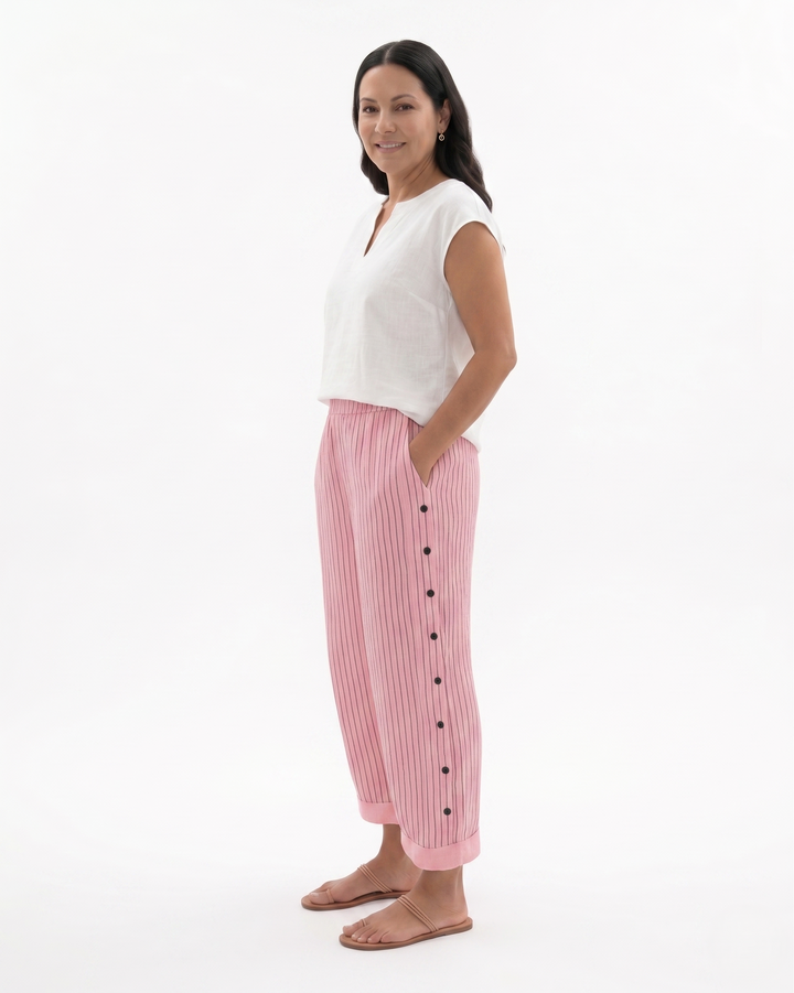 Siopie | Women’s Relaxed Fit Striped Cotton Trousers