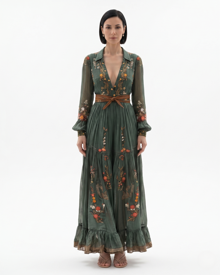 Siopie | Women’s Sheer Floral Maxi Dress