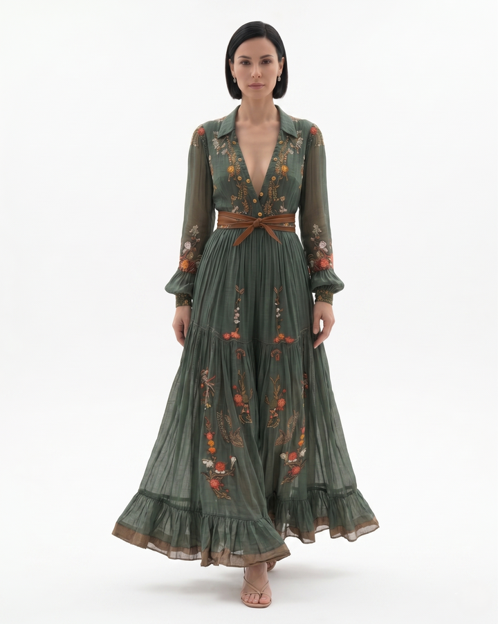 Siopie | Women’s Sheer Floral Maxi Dress