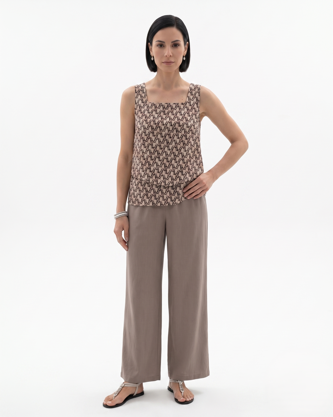 Siopie | Women’s Sleeveless Layered Blouse Trousers Set