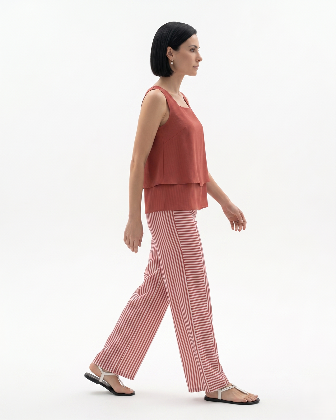 Siopie | Women’s Sleeveless Layered Blouse Trousers Set