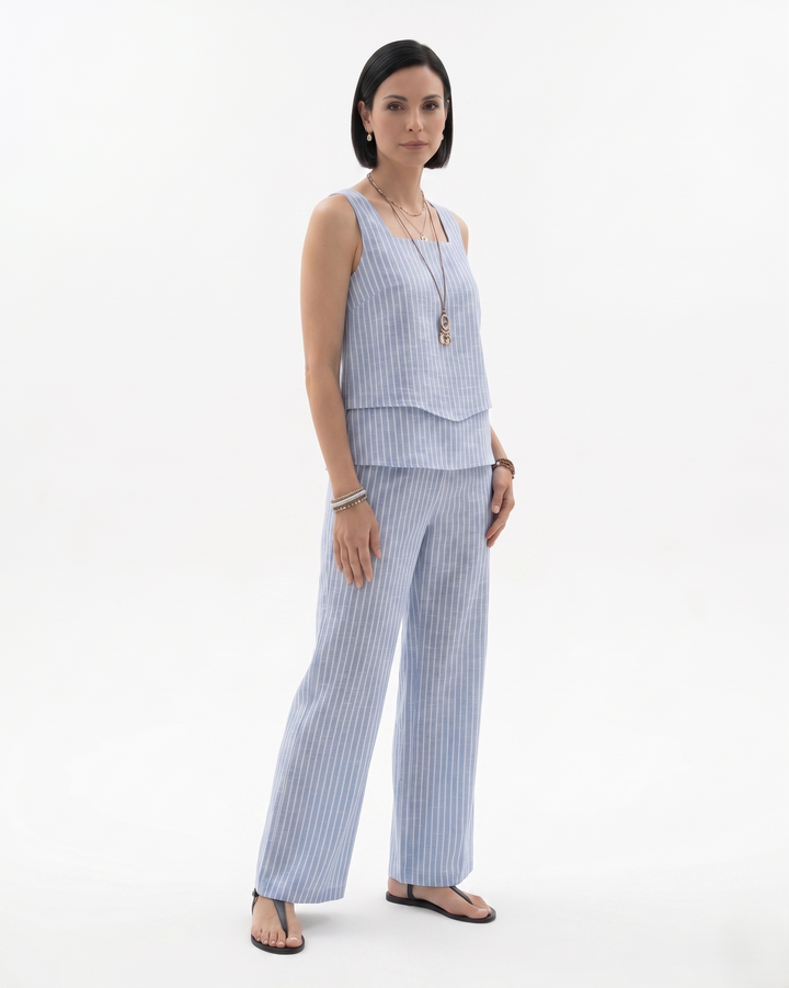 Siopie | Women’s Sleeveless Layered Blouse Trousers Set