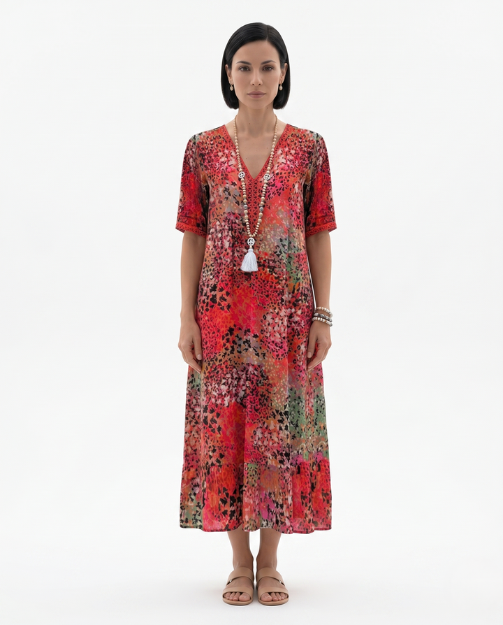 Siopie | Women’s Soft Drape Patterned Day Dress