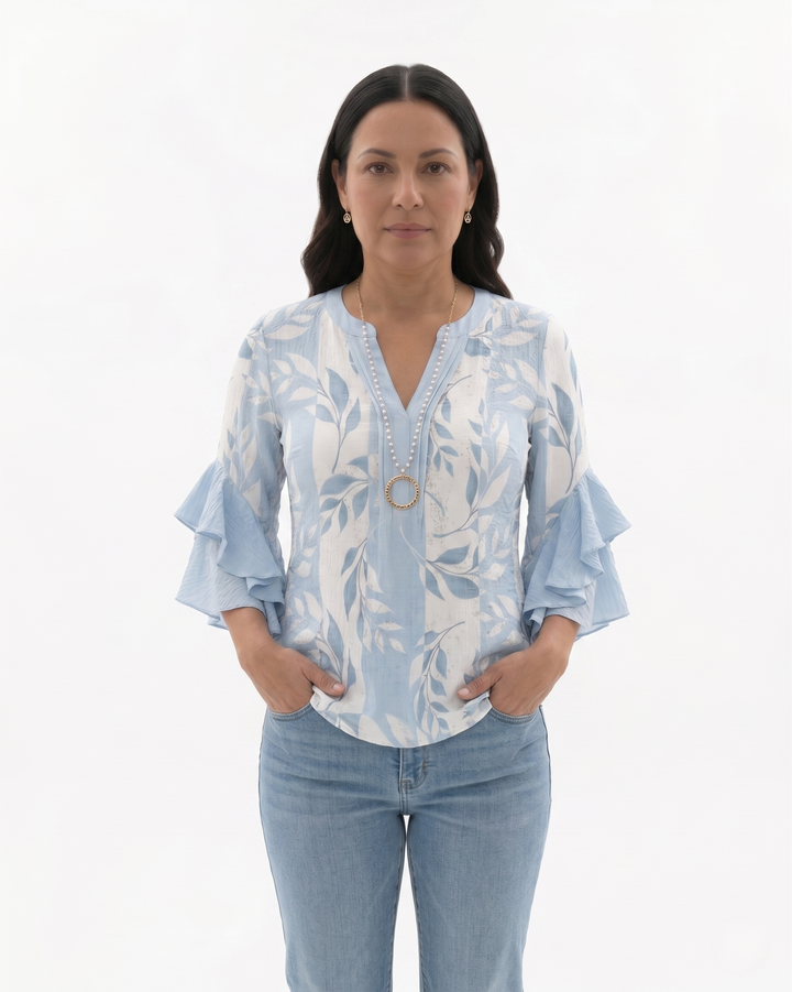 Siopie | Women’s Textured Ruffle Sleeve Blouse