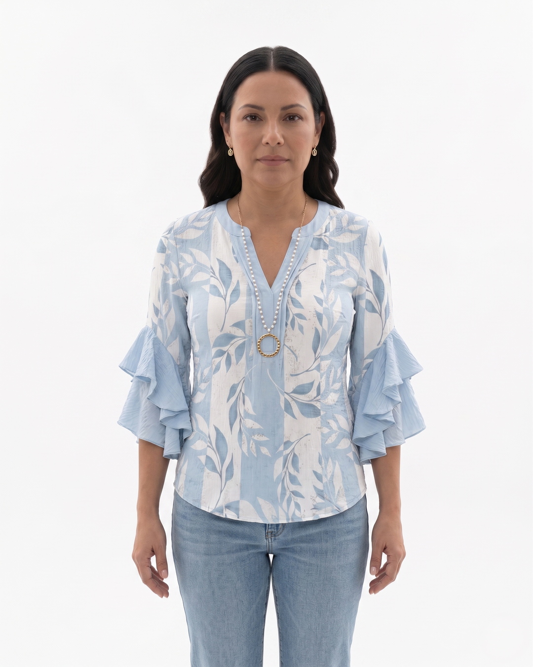 Siopie | Women’s Textured Ruffle Sleeve Blouse