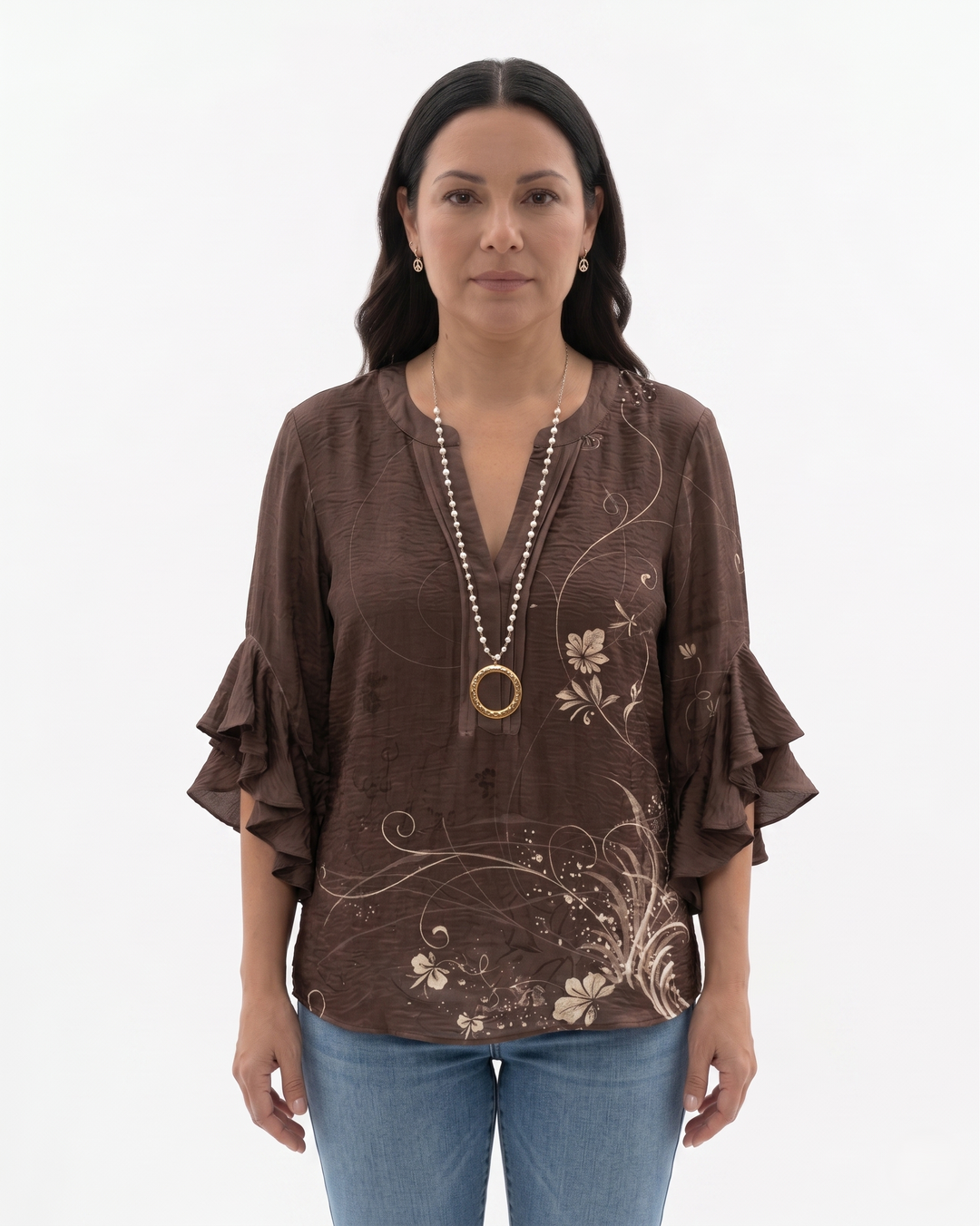 Siopie | Women’s Textured Ruffle Sleeve Blouse