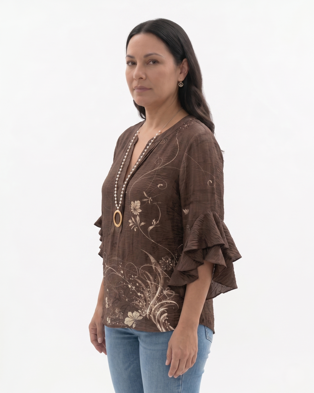 Siopie | Women’s Textured Ruffle Sleeve Blouse