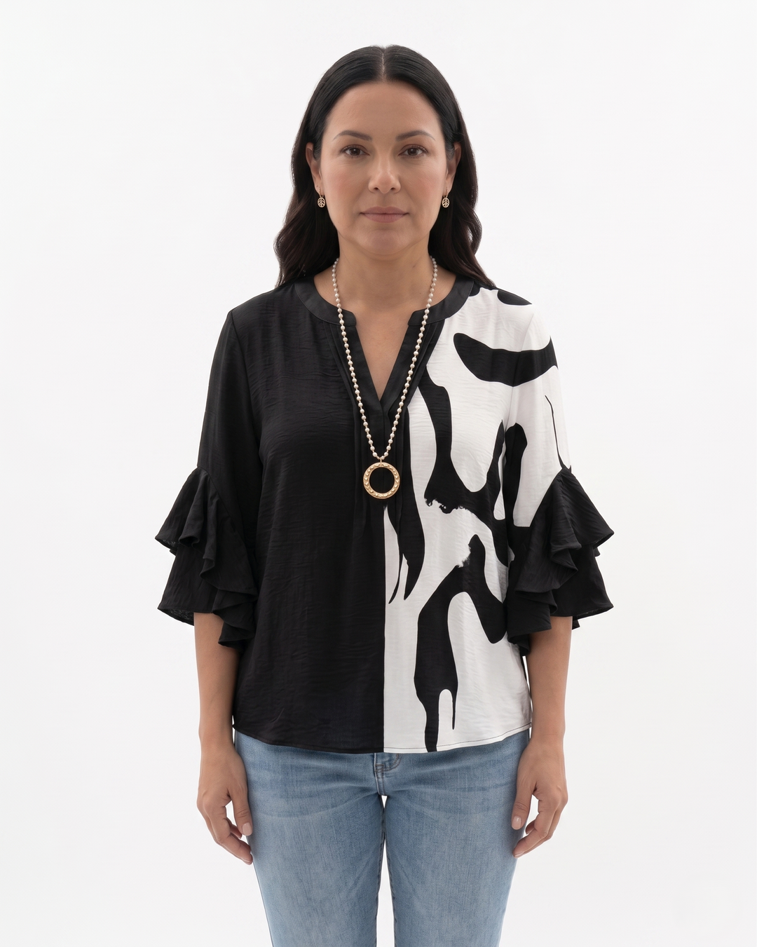Siopie | Women’s Textured Ruffle Sleeve Blouse