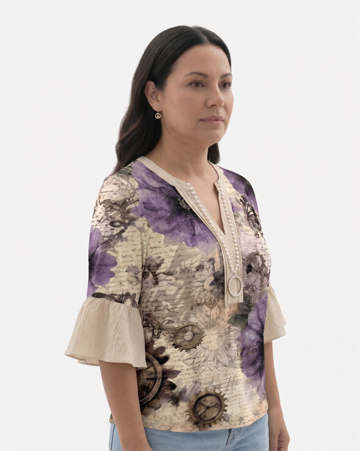 Siopie | Women’s Textured Ruffle Sleeve Blouse