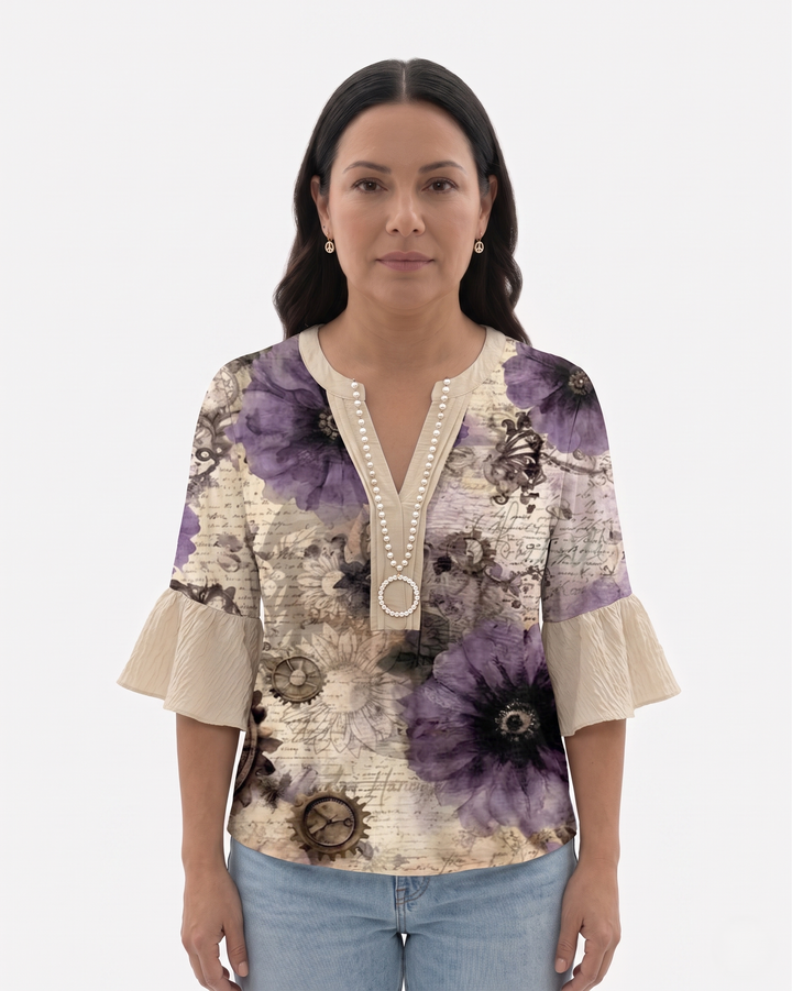 Siopie | Women’s Textured Ruffle Sleeve Blouse