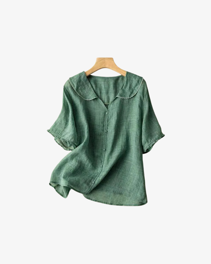 Siopie | Women’s Linen Peter Pan Collar Blouse