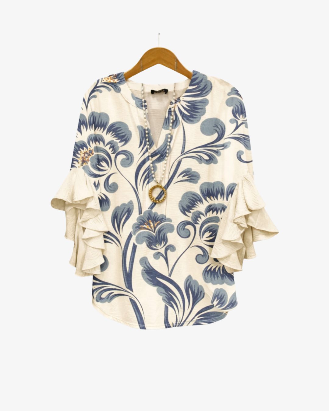 Siopie | Women’s Textured Ruffle Sleeve Blouse
