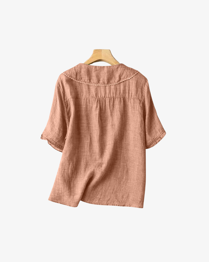 Siopie | Women’s Linen Peter Pan Collar Blouse