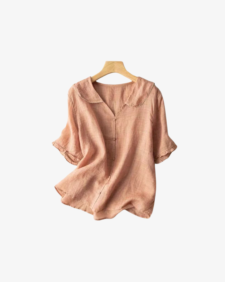Siopie | Women’s Linen Peter Pan Collar Blouse