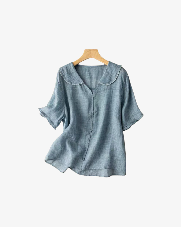 Siopie | Women’s Linen Peter Pan Collar Blouse