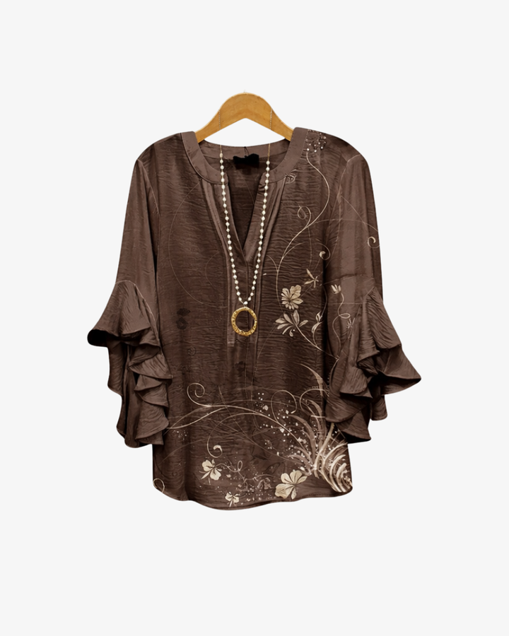 Siopie | Women’s Textured Ruffle Sleeve Blouse