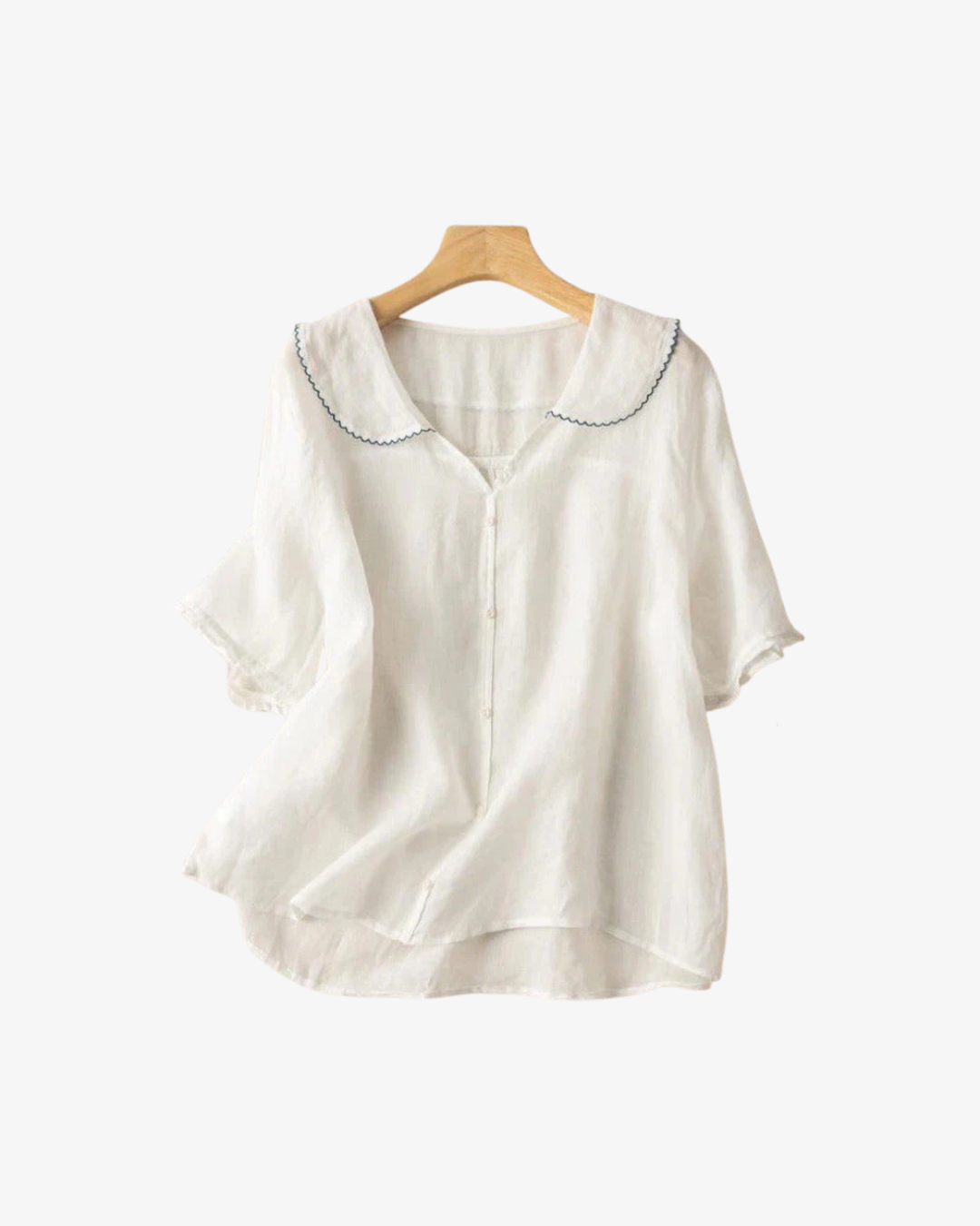 Siopie | Women’s Linen Peter Pan Collar Blouse