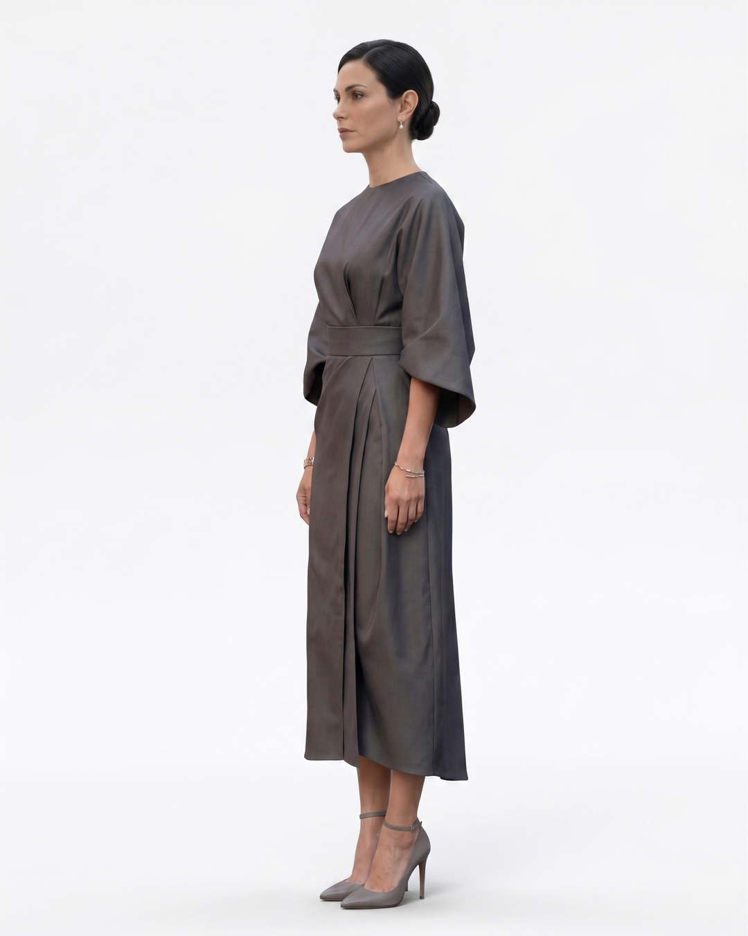 Siopie | Women’s Batwing Sleeve Belted Midi Dress