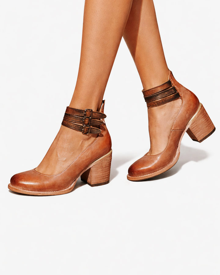 Siopie | Women’s Block Heel Leather Pumps