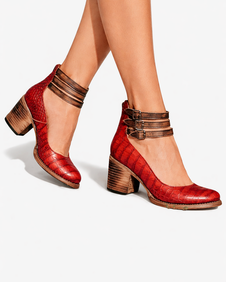 Siopie | Women’s Block Heel Leather Pumps