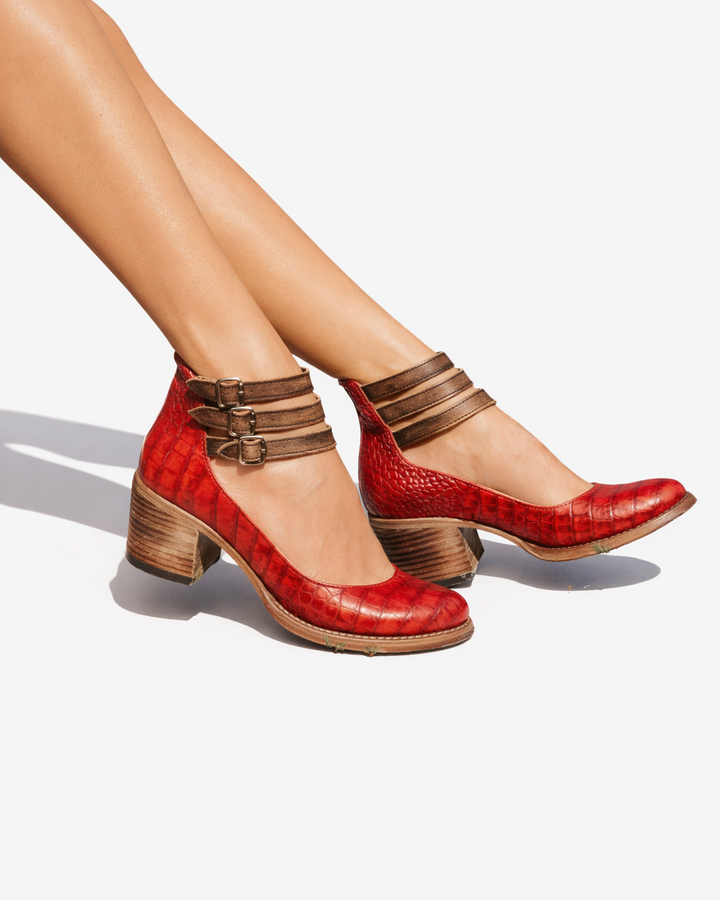 Siopie | Women’s Block Heel Leather Pumps