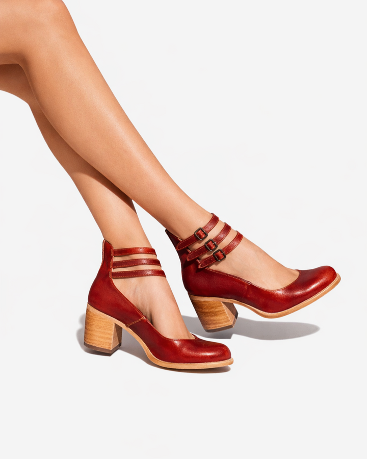 Siopie | Women’s Block Heel Leather Pumps