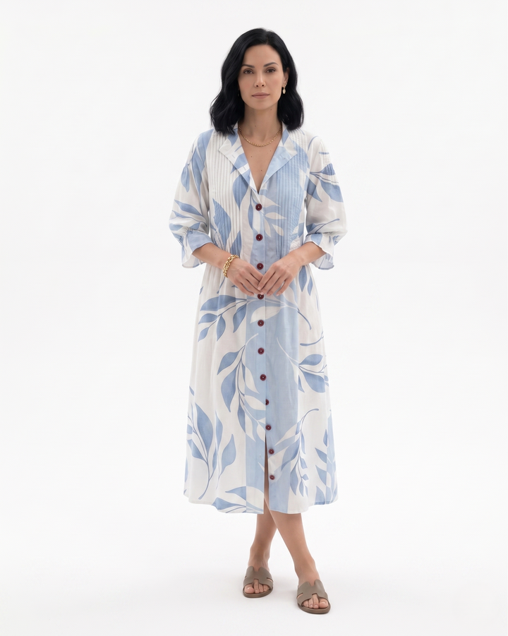 Siopie | Women’s Button Front Printed Maxi Dress