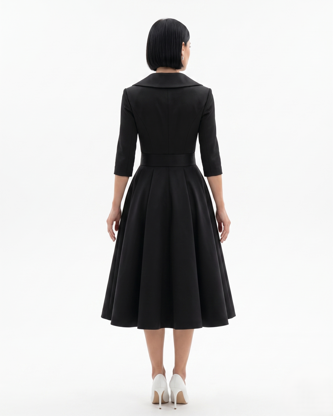 Siopie | Women’s Collared Pleated Midi Dress