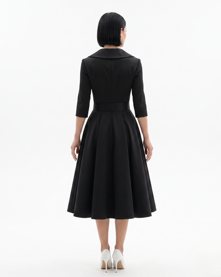 Siopie | Women’s Collared Pleated Midi Dress