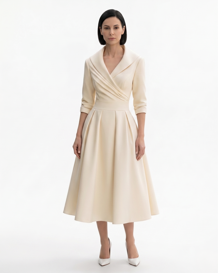 Siopie | Women’s Collared Pleated Midi Dress