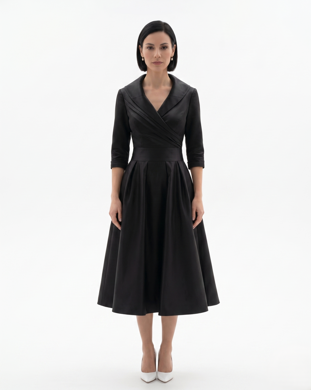 Siopie | Women’s Collared Pleated Midi Dress