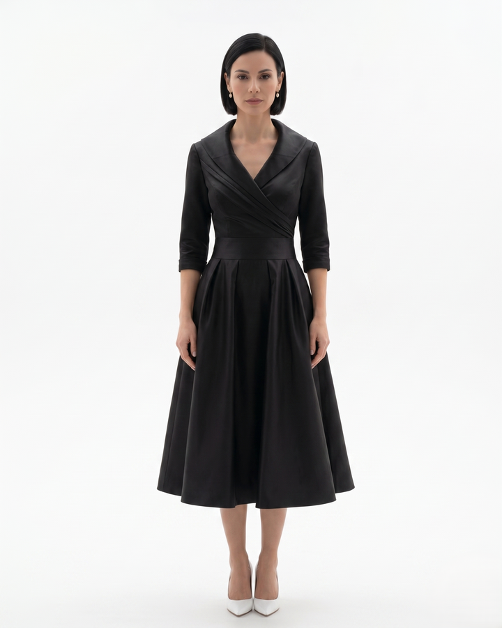 Siopie | Women’s Collared Pleated Midi Dress