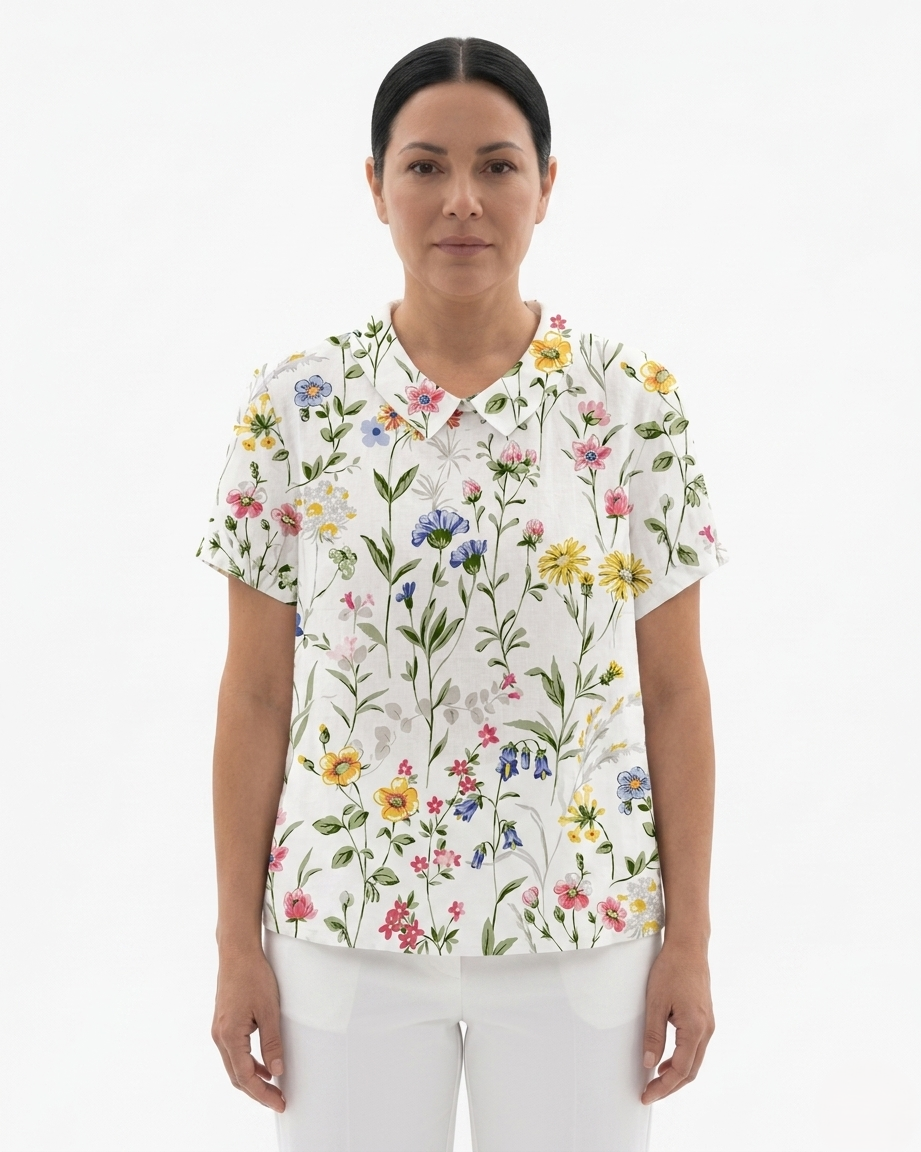 Siopie | Women’s Floral Print Collared Blouse