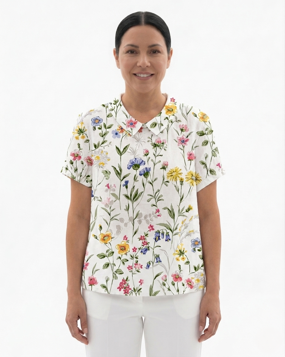Siopie | Women’s Floral Print Collared Blouse