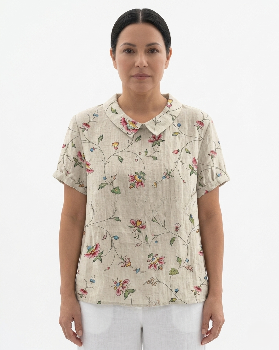 Siopie | Women’s Floral Print Collared Blouse