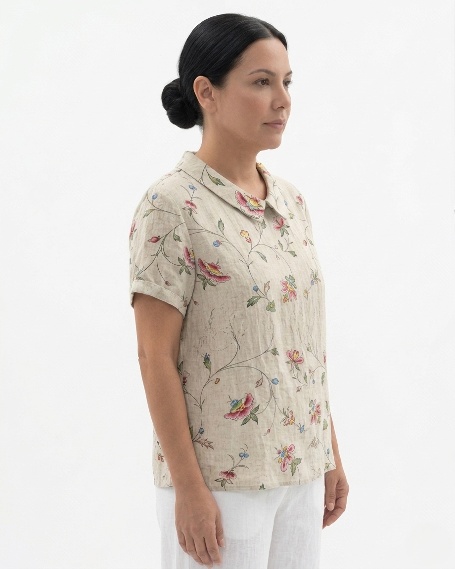 Siopie | Women’s Floral Print Collared Blouse