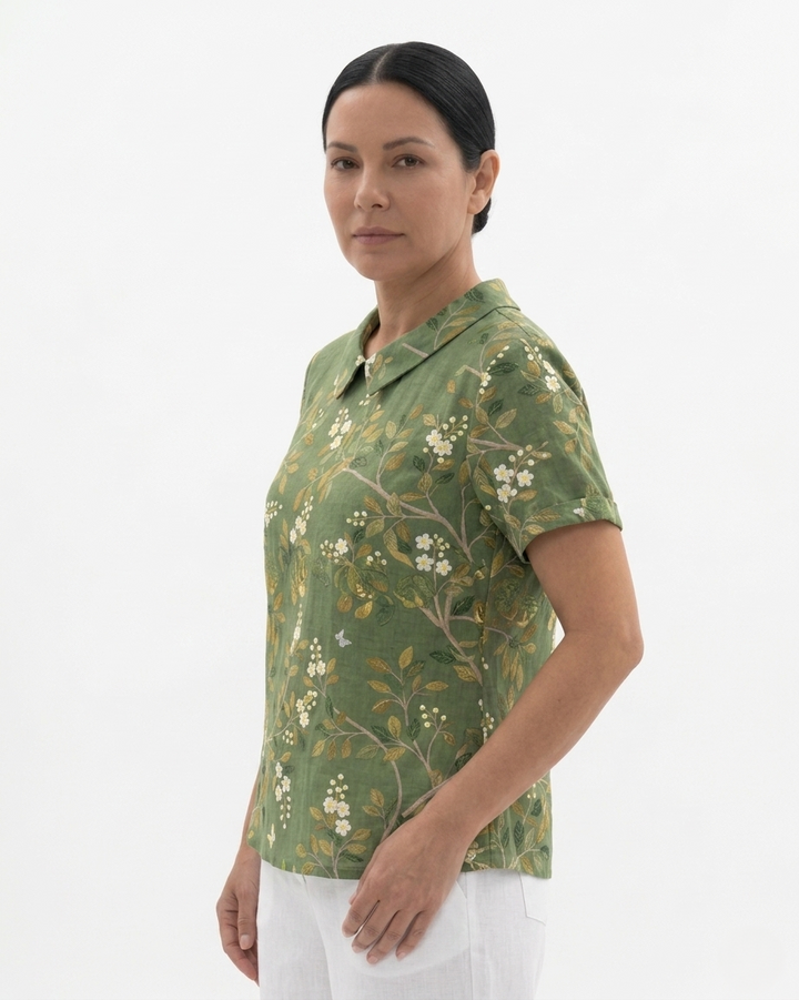 Siopie | Women’s Floral Print Collared Blouse