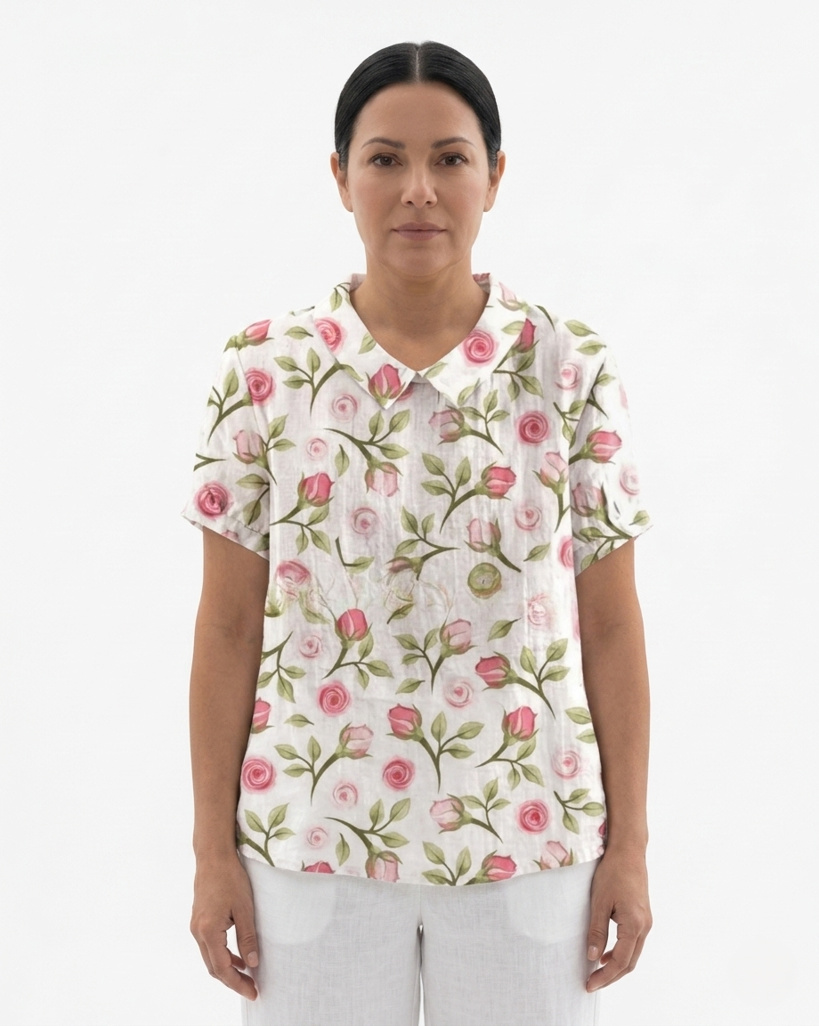 Siopie | Women’s Floral Print Collared Blouse